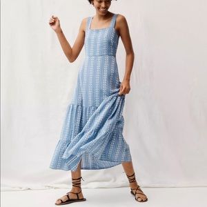 Madewell Embroidered Button-Back Tiered Sundress